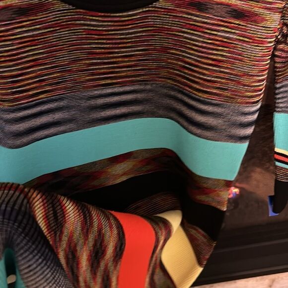 Diane Von Furstenburg Dress Stretch Striped print 3/4 sleeve mini scoop neck M - Picture 15 of 17